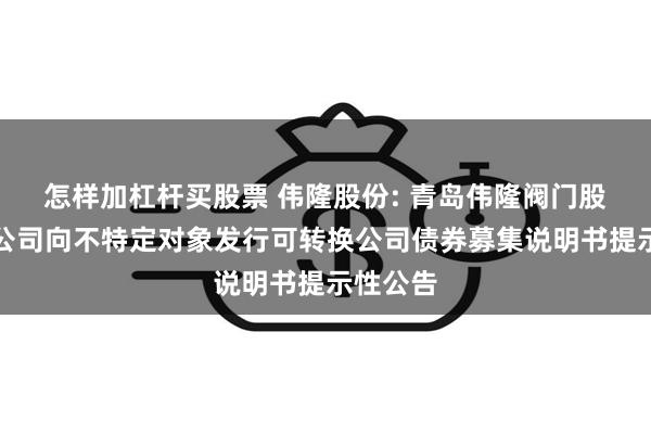 怎样加杠杆买股票 伟隆股份: 青岛伟隆阀门股份有限公司向不特定对象发行可转换公司债券募集说明书提示性公告