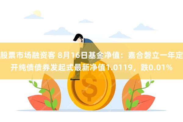 股票市场融资客 8月16日基金净值：嘉合磐立一年定开纯债债券发起式最新净值1.0119，跌0.01%