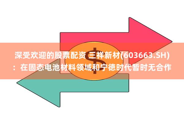 深受欢迎的股票配资 三祥新材(603663.SH)：在固态电池材料领域和宁徳时代暂时无合作